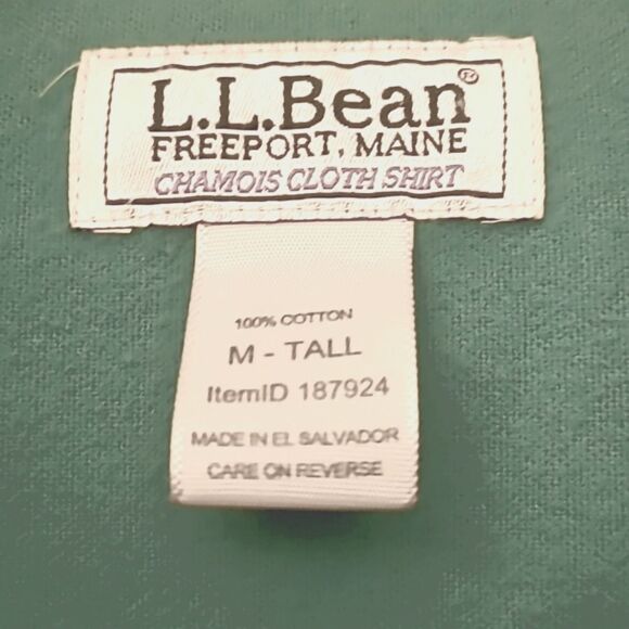 L.L.Bean Aqua Blue long sleeve button up chamois shirt M Tall - Picture 7 of 7